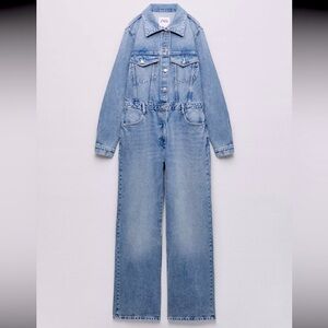 Zara Light Blue Denim Jumpsuit